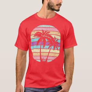 Retro Vintage Sunset Palm Trees Beach T-Shirt