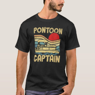 Retro Vintage Sunset Pontoon Boat Boating Pontoon T-Shirt