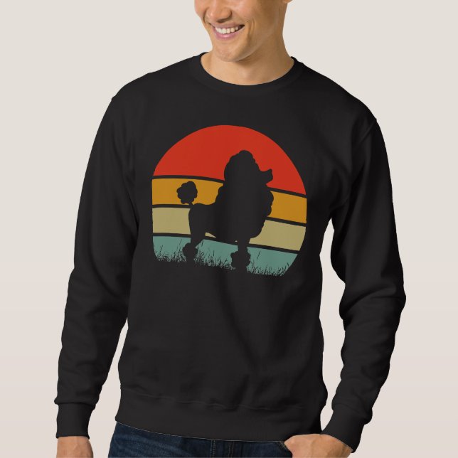 Retro Vintage Sunset Poodle Dog Sweatshirt (Front)