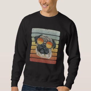 Retro Vintage Sunset Pug Mom Dad Sweatshirt