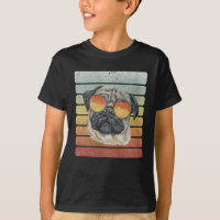 Retro Vintage Sunset Pug Mom Dad