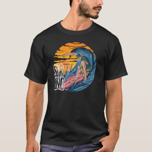 Retro Vintage Sunset Santa Cruz San Diego Californ T_Shirt