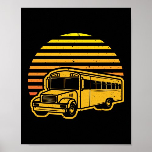 Retro Vintage Sunset School Bus Driver Poster