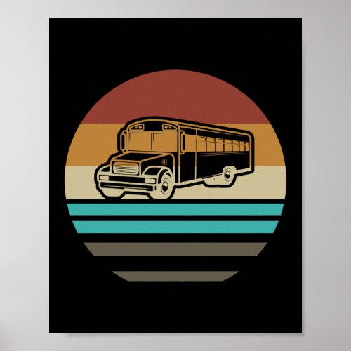 Retro Vintage Sunset School Bus Driver Poster