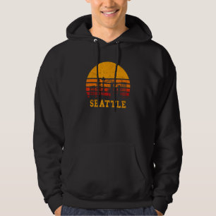 Retro Vintage Sunset Seattle Washington Skyline So Hoodie