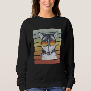 Retro Vintage Sunset Siberian Husky Mom Dad Sweatshirt