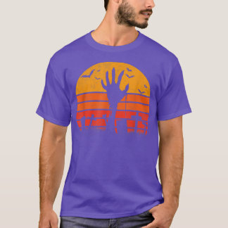 Retro Vintage Sunset Zombie Hand Scary Halloween Z T-Shirt
