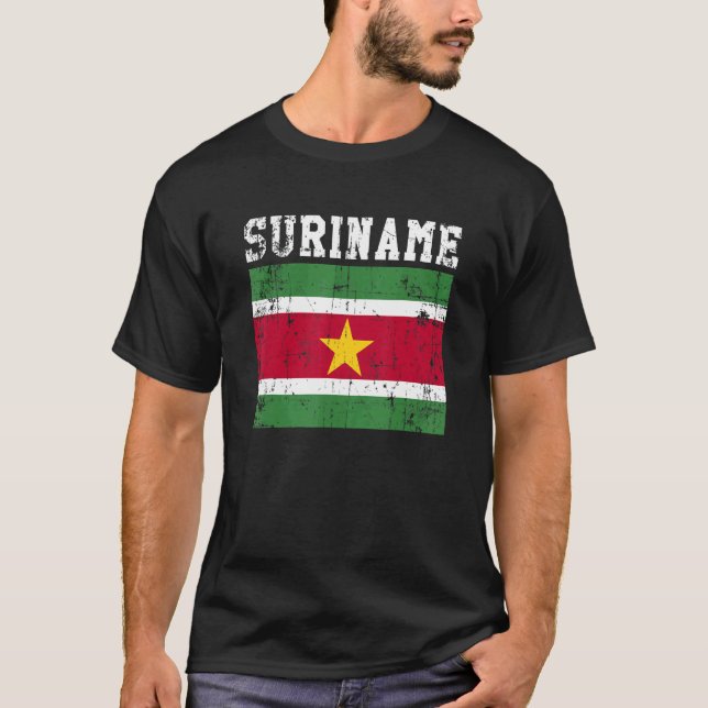 Retro Vintage Suriname Flag Surinamese Roots T-Shirt (Front)