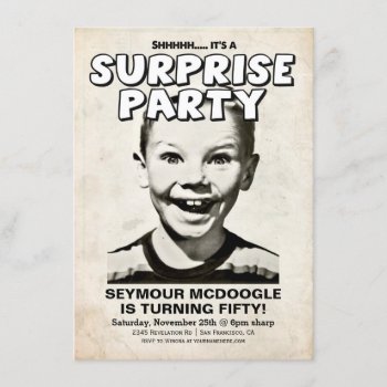 Retro Vintage Surprise Party Invitation by Anything_Goes at Zazzle