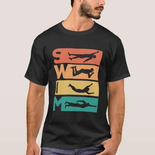 Retro Vintage Swimming Gift For Swimmers T_Shirt