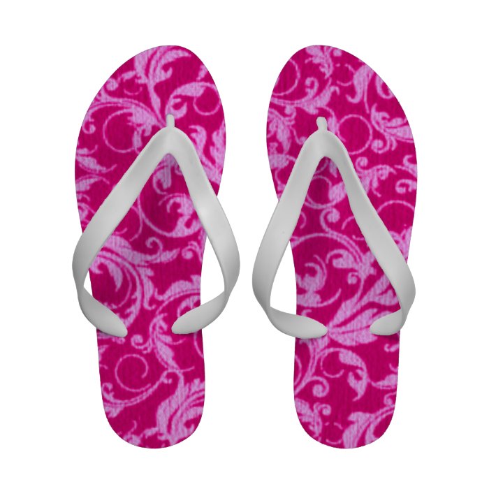 Retro Vintage Swirls Hot Pink Sandals