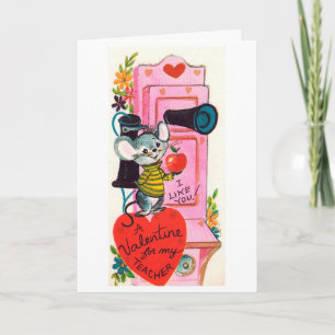 retro vintage Teacher Valentine Holiday card