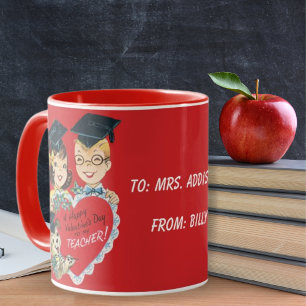 Retro Vintage Teacher's Valentine's Day Custom Mug
