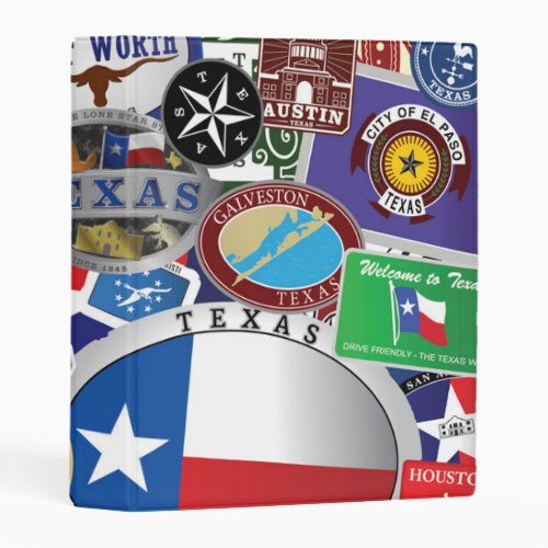 Retro Vintage Texas Sticker Pattern Mini Binder