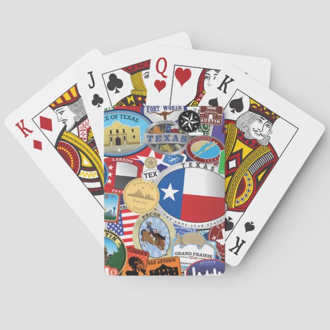 Retro Vintage Texas Sticker Pattern Poker Cards (Back)