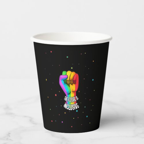 Retro Vintage The Future Is Inclusive LGBT Gay Rig Paper Cups