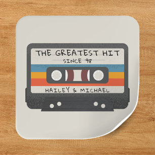 Retro Vintage The Greatest Hit Cassette Wedding Square Sticker