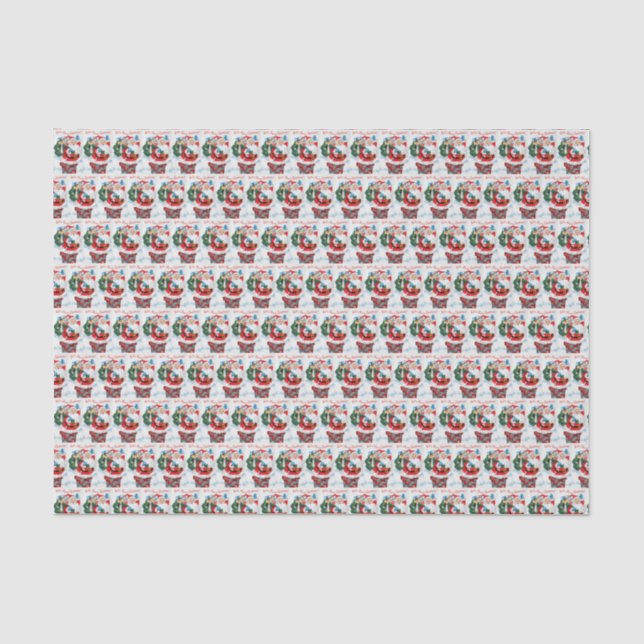retro vintage tiled Christmas Santa  Tissue Paper (Front)
