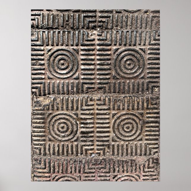Retro Vintage Tiles Pavers Concrete Patterns Photo Poster (Front)