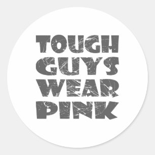 Retro Vintage Tough Guys Wear Pink - Breast Cancer Classic Round Sticker