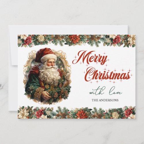 Retro vintage traditional classic Santa Claus Holiday Card