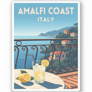 Retro Vintage Travel Amalfi Coast Italy Landscape Sticker