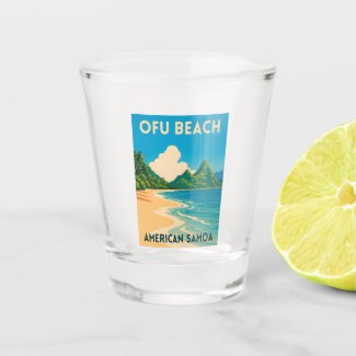 Retro Vintage Travel American Samoa Ofu Beach