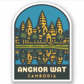 Retro Vintage Travel Angkor Wat Cambodia 