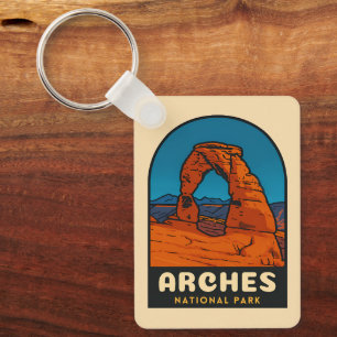 Retro Vintage Travel Arches National Park Utah Keychain