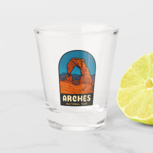 Retro Vintage Travel Arches National Park Utah Shot Glass