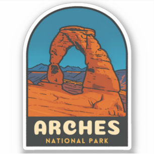 Retro Vintage Travel Arches National Park Utah Sticker