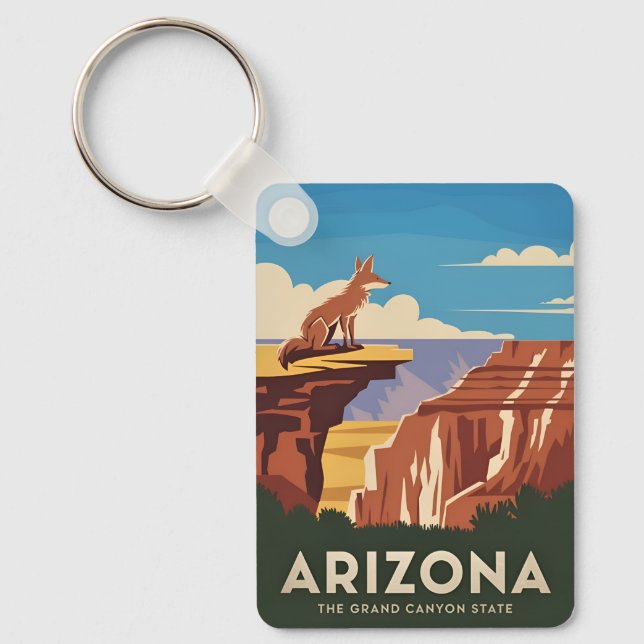 Retro Vintage Travel Arizona Grand Canyon Scenic Keychain (Front)