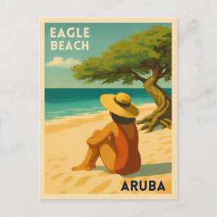 Retro Vintage Travel Aruba Eagle Beach Scenic Postcard