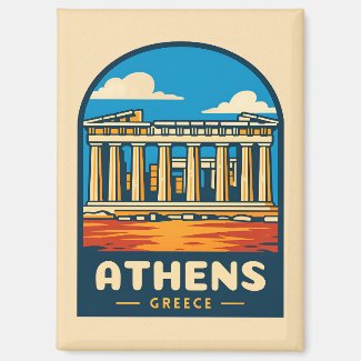Retro Vintage Travel Athens Greece Parthenon