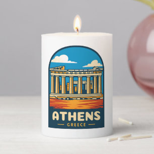 Retro Vintage Travel Athens Greece Parthenon Pillar Candle