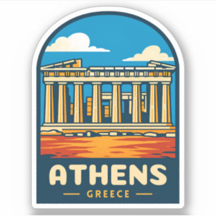 Retro Vintage Travel Athens Greece Parthenon Sticker