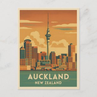 Retro Vintage Travel Auckland New Zealand City