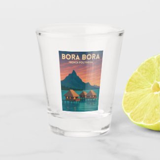 Retro Vintage Travel Bora Bora French Polynesia