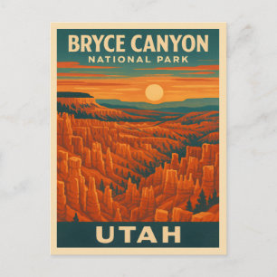 Retro Vintage Travel Bryce Canyon National Park Postcard