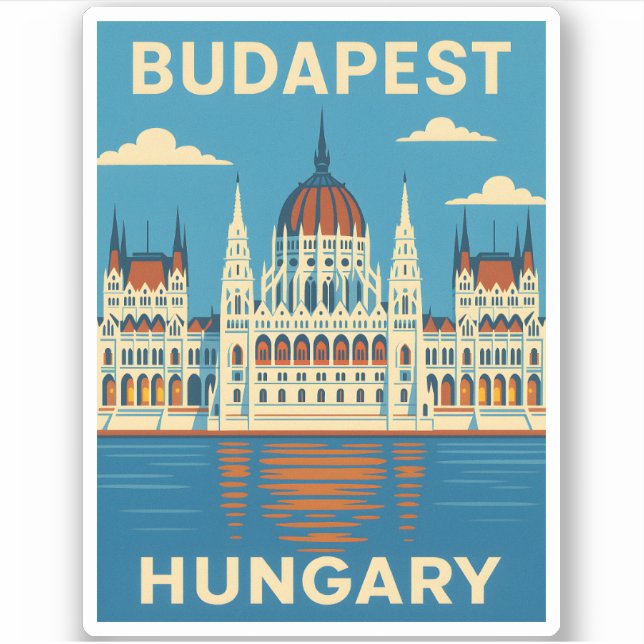 Retro Vintage Travel Budapest Hungary Scenic Sticker (Front)