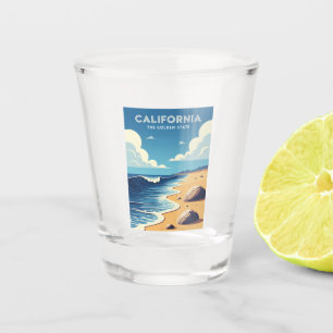 Retro Vintage Travel California Beach Seaside Shot Glass