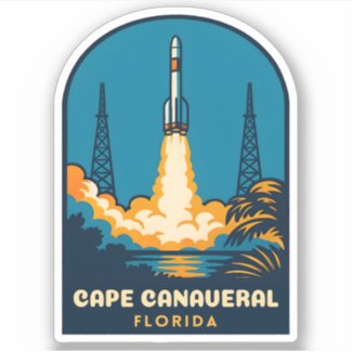 Retro Vintage Travel Cape Canaveral Florida Rocket