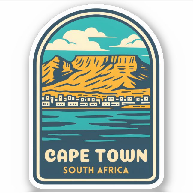 Retro Vintage Travel Cape Town South Africa Sticker (Front)