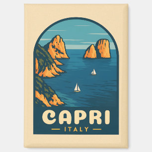 Retro Vintage Travel Capri Italy Scenic Coastline Magnet