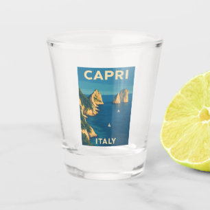 Retro Vintage Travel Capri Italy Scenic Coastline Shot Glass