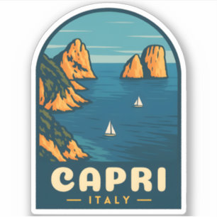 Retro Vintage Travel Capri Italy Scenic Coastline Sticker