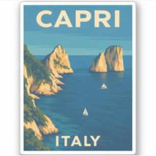 Retro Vintage Travel Capri Italy Scenic Coastline Sticker