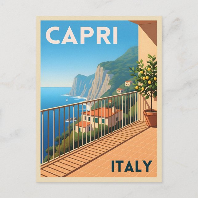 Retro Vintage Travel Capri Italy Scenic Landscape Postcard (Front)