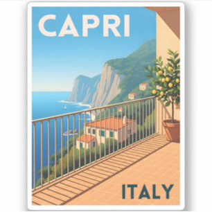 Retro Vintage Travel Capri Italy Scenic Landscape Sticker