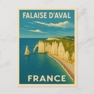 Retro Vintage Travel Cliffs of Etretat France  Postcard